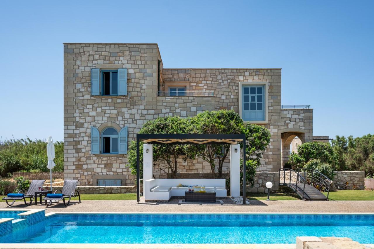 Beachfront Villa Turquoise With Private Pool, Bbq And Ping Pong Table Ханья Экстерьер фото